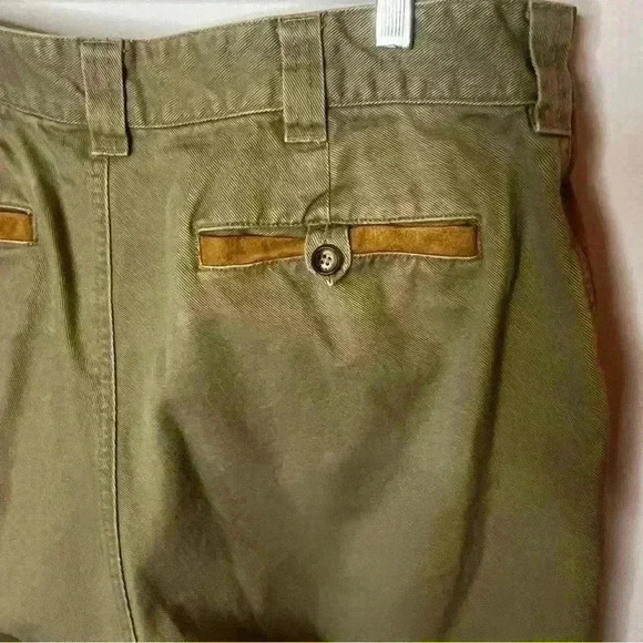 Orvis Khaki Leather Accent Jeans Men 36x28 Tan Outdoor Straight Leg Casual - Picture 4 of 7
